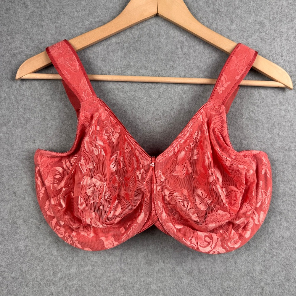 Wacoal Underwire Bra Womens 36H Coral Pink Awareness Floral Lace 85567